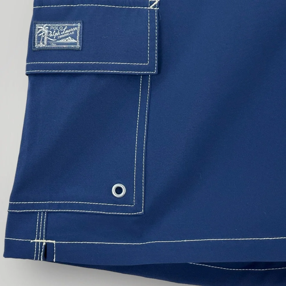 NEW $75 Polo Ralph Lauren Kaliua Swim Trunks Shorts Mens S Blue‎ w Red Pony Mesh